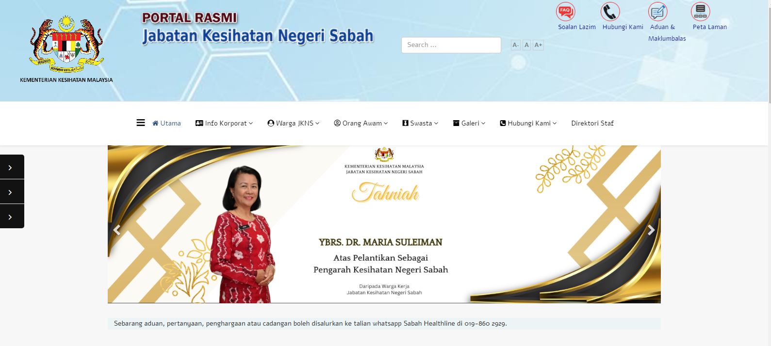 Laman Web Rasmi Jabatan Kesihatan Negeri Sabah (JKNS)